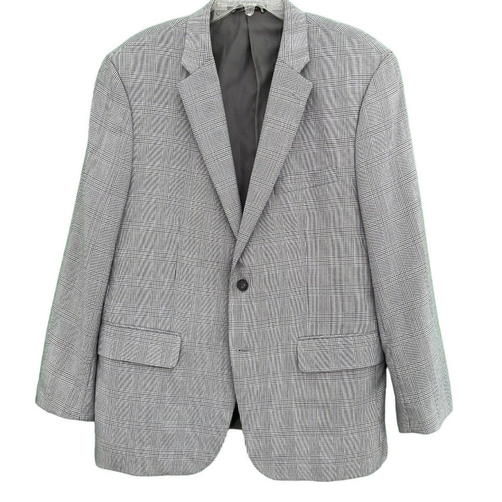 Greg Norman 4 Tasso Elba Gray Glen Plaid 2 Butt Dual Vent Sport Jacket Mens 44 R